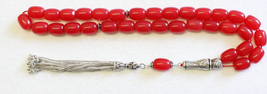 Luxury Prayer Beads Tesbih Large Barrel Tourmaline & Sterling - Collector's