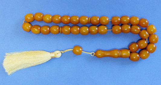 Tesbih Worry Beads Faturan Type Resin of Kahraman Amber Color Vintage 1970's VR COLLECTOR'S -