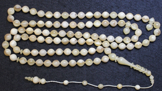 Islam Prayer Beads Tesbih Wild Goat Horn 99 Beads Gebetskette Exceptional Carving - High Rarity