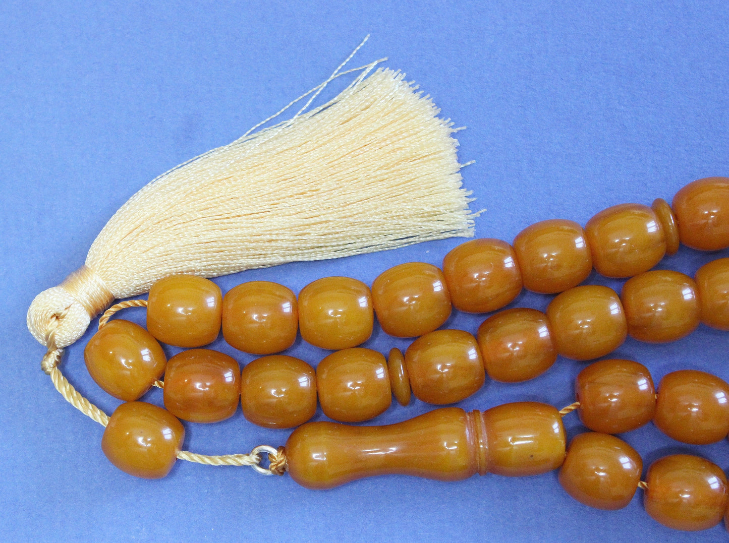 Tesbih Worry Beads Faturan Type Resin of Kahraman Amber Color Vintage 1970's VR COLLECTOR'S -