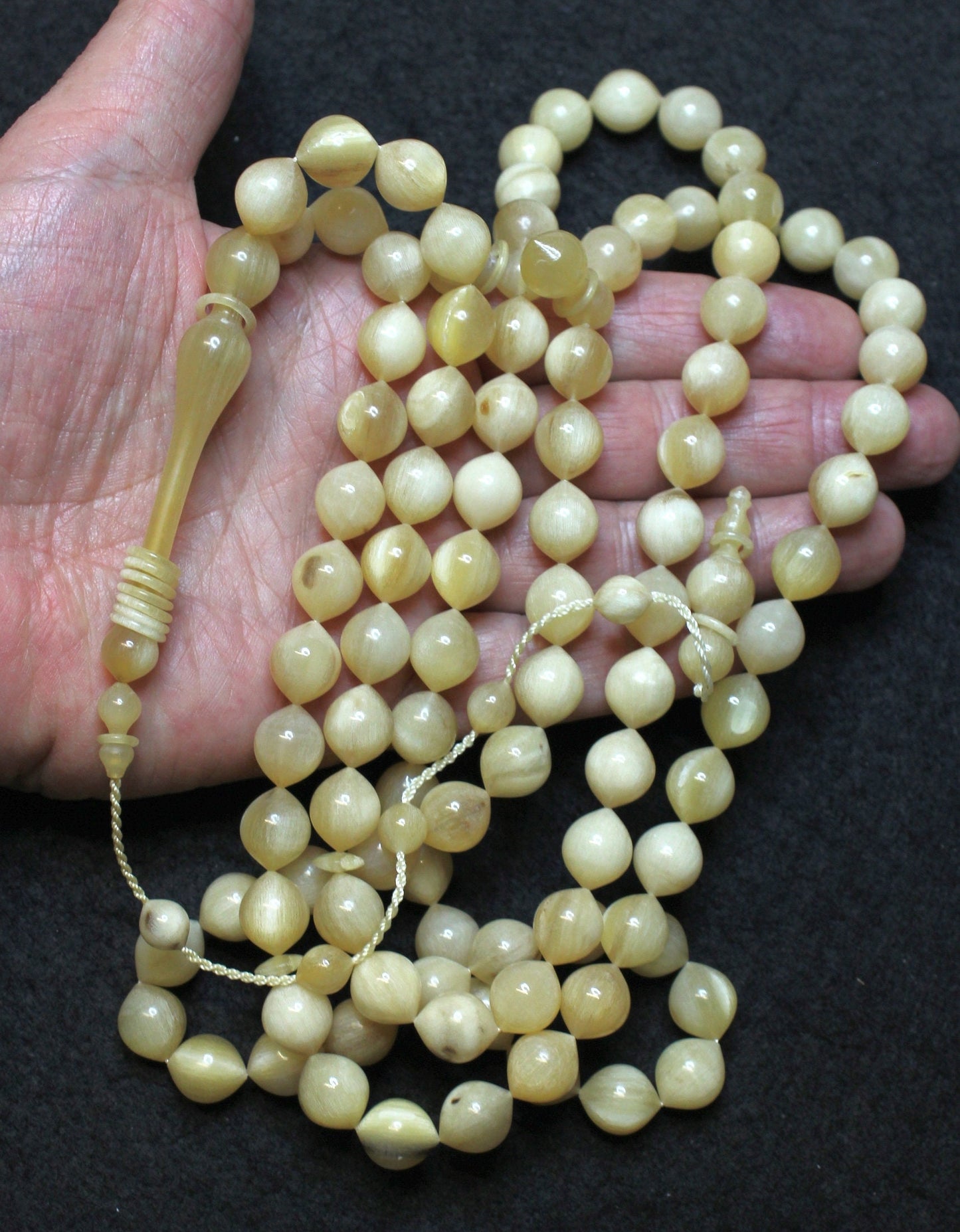 Islam Prayer Beads Tesbih Wild Goat Horn 99 Beads Gebetskette Exceptional Carving - High Rarity
