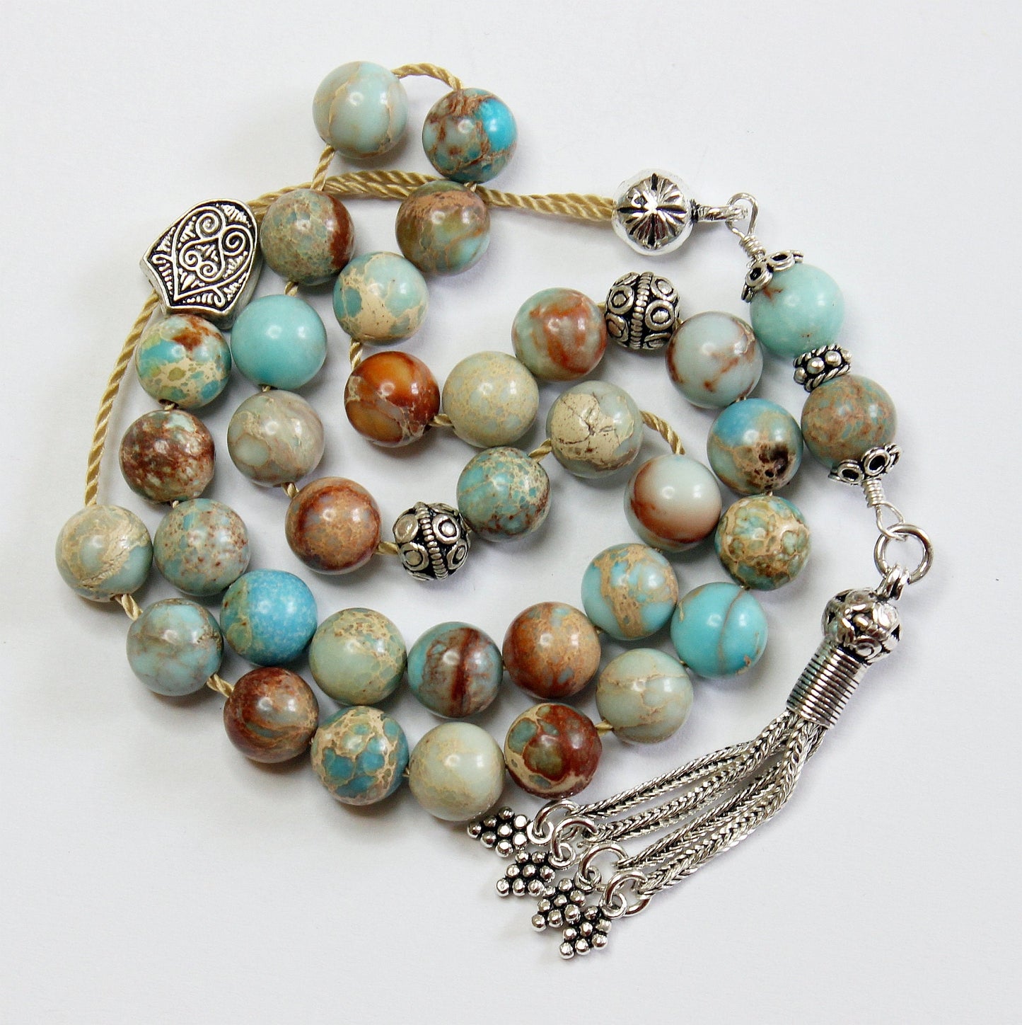 Greek Komboloi Worry Beads VARISCITE and Sterling Silver