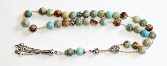 Greek Komboloi Worry Beads VARISCITE and Sterling Silver