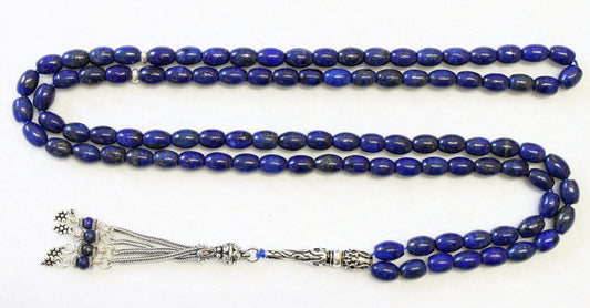 Islamic Prayer Beads Tesbih Gebetskette 99 Beads Lapis Lazuli & Sterling Silver