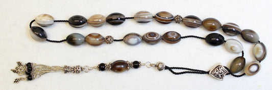 Greek Komboloi Botswana Agate & Sterling Silver Worry Beads