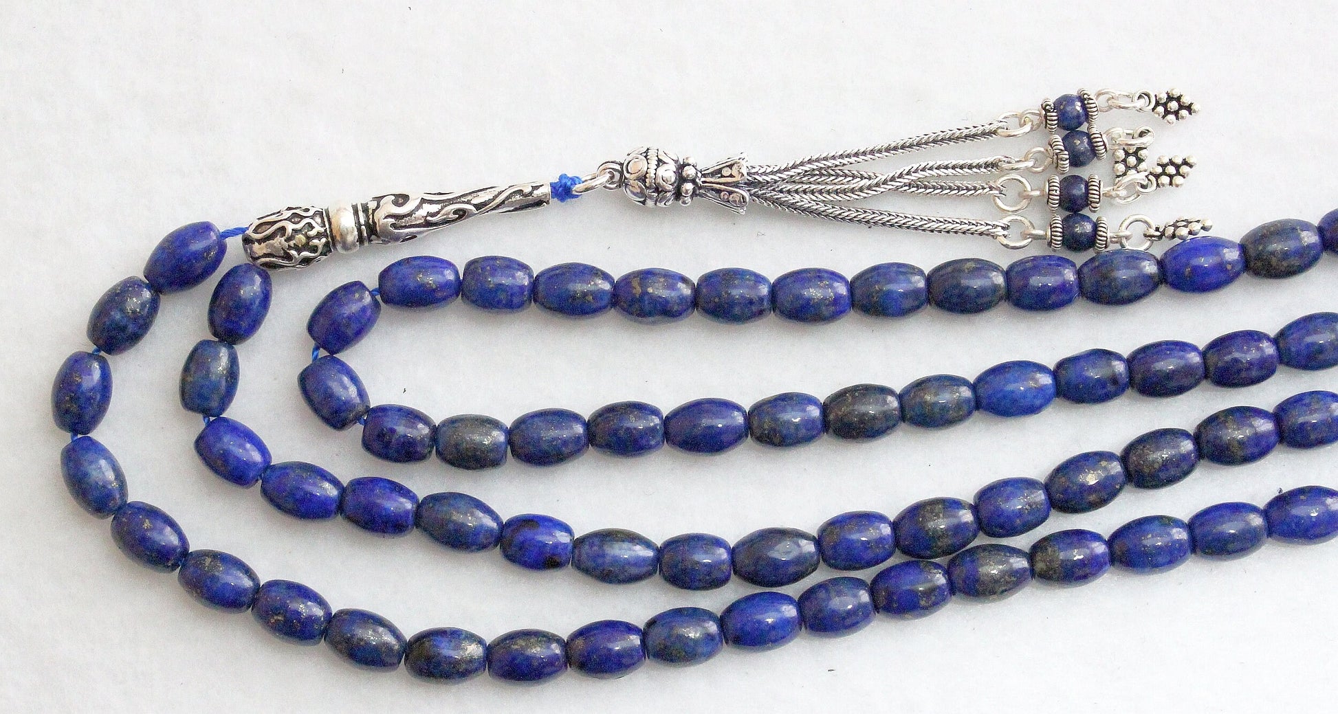 Islamic Prayer Beads Tesbih Gebetskette 99 Beads Lapis Lazuli & Sterling Silver