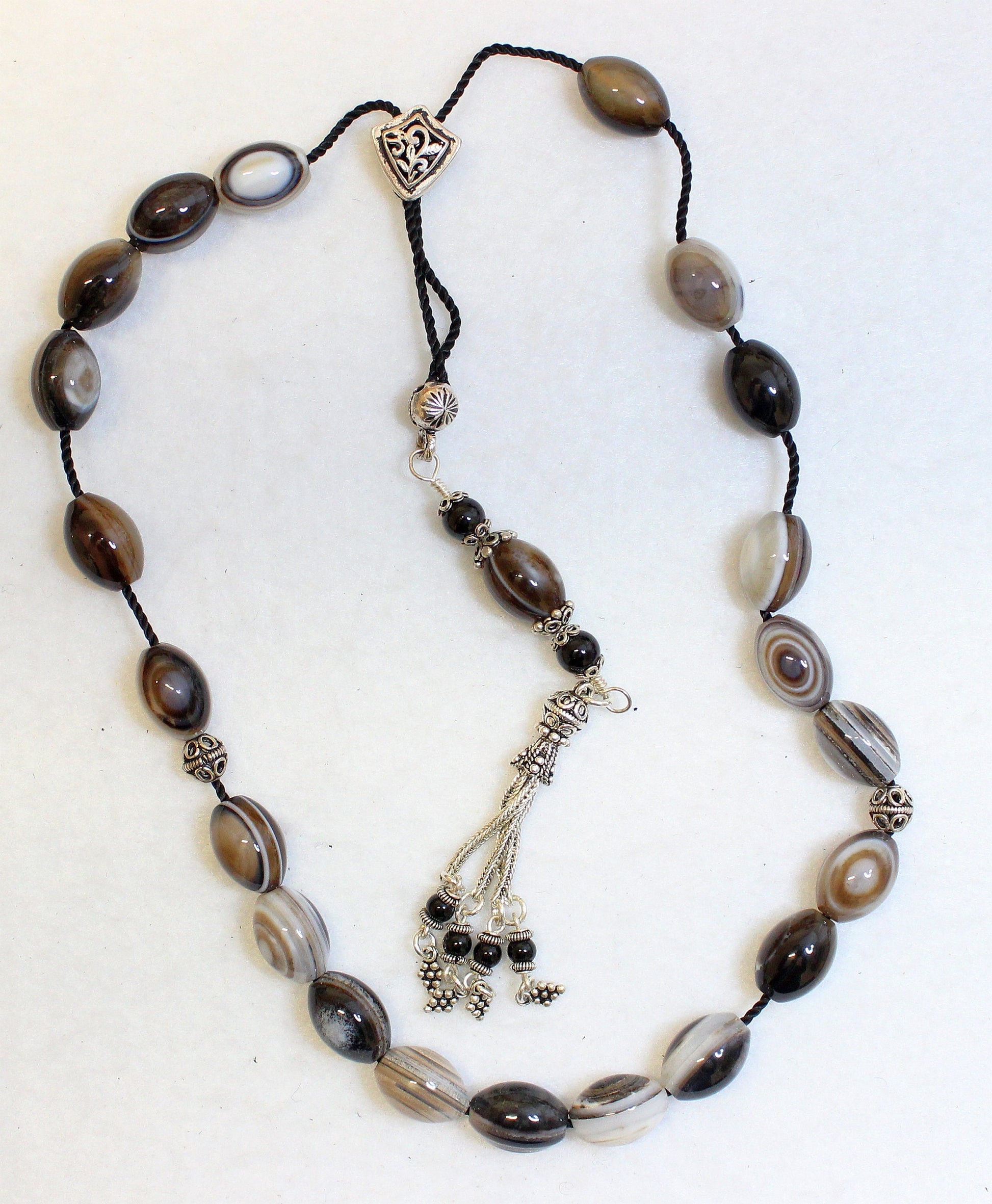 Greek Komboloi Botswana Agate & Sterling Silver Worry Beads