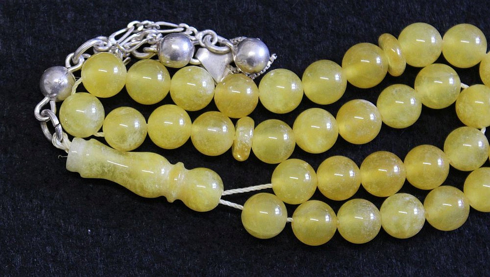 Prayer Worry Beads Tesbih Komboloi Yellow Jade And Sterling Silver Complete