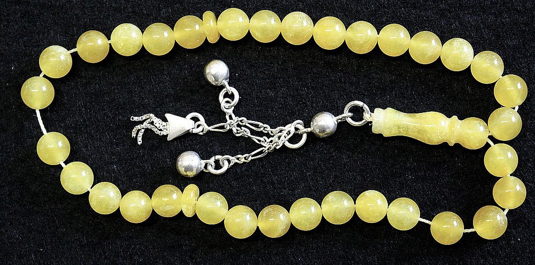 Prayer Worry Beads Tesbih Komboloi Yellow Jade And Sterling Silver Complete