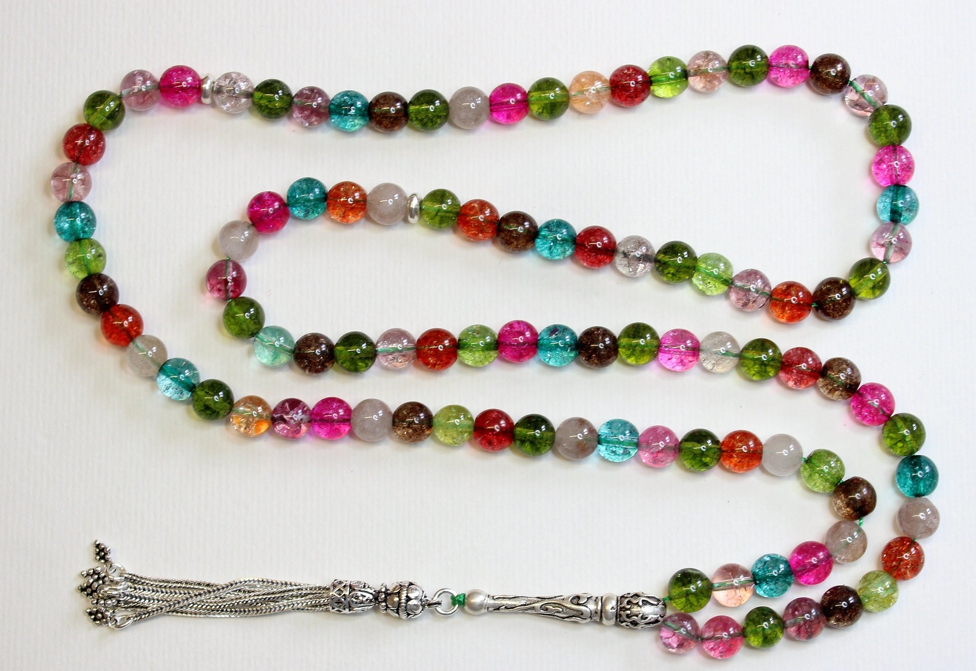Islamic Prayer Beads Gebteskette 99 Tourmaline & Sterling Silver