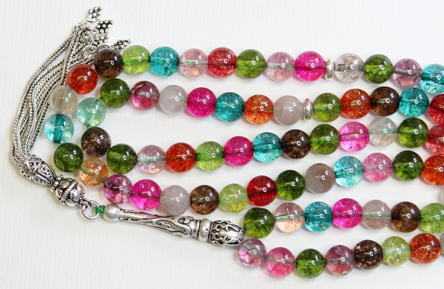 Islamic Prayer Beads Gebteskette 99 Tourmaline & Sterling Silver