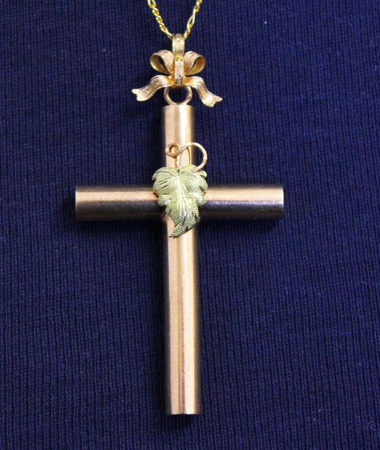 Late 19h Century French Solid 18K Gold Bicolor Intricate Cross Pendant Jewel UNIQUE