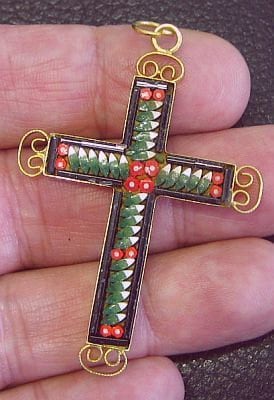 Vintage micro mosaic Cross - 1960'S - no 5 - New Old stock - rare and pristine