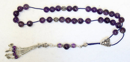 Greek Komboloi Amethyst and Sterling Silver