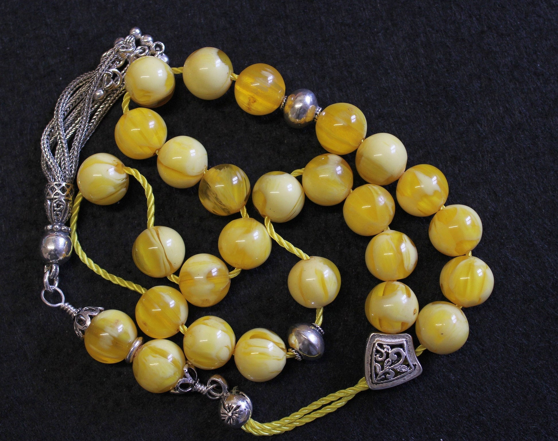 Greek Komboloi Vintage Catalin with Swirling Butterscotch Amber Color RR