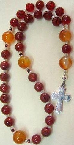 Mini Anglican Episcopal Rosary Carnelian and Sterling Silver