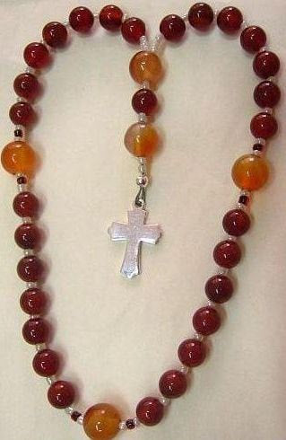 Mini Anglican Episcopal Rosary Carnelian and Sterling Silver