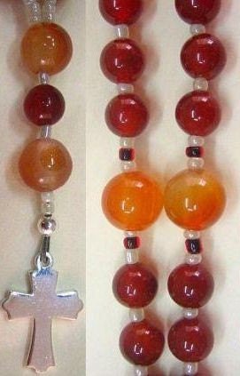 Mini Anglican Episcopal Rosary Carnelian and Sterling Silver