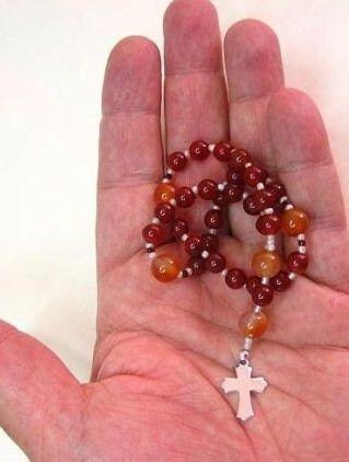 Mini Anglican Episcopal Rosary Carnelian and Sterling Silver