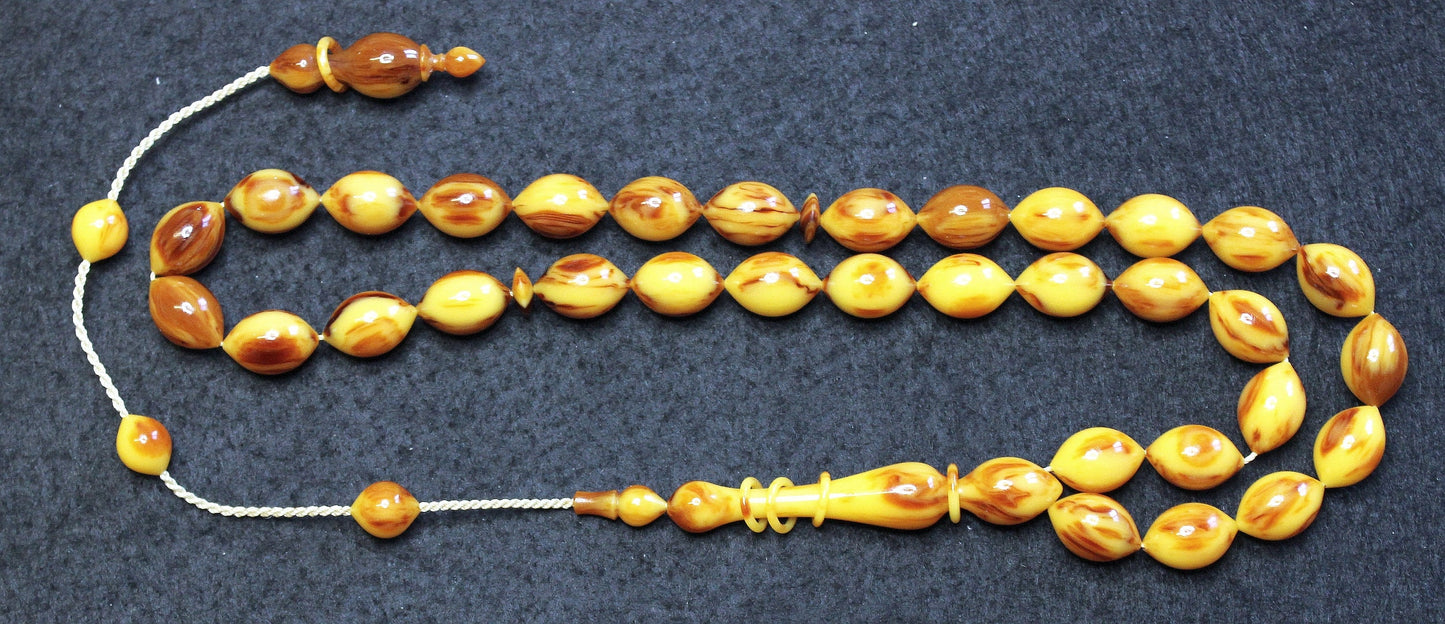 Prayer Beads Tesbih Marbled Vintage Czech Catalin Superior Carving Collector's