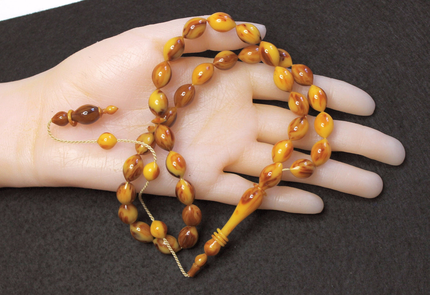 Prayer Beads Tesbih Marbled Vintage Czech Catalin Superior Carving Collector's