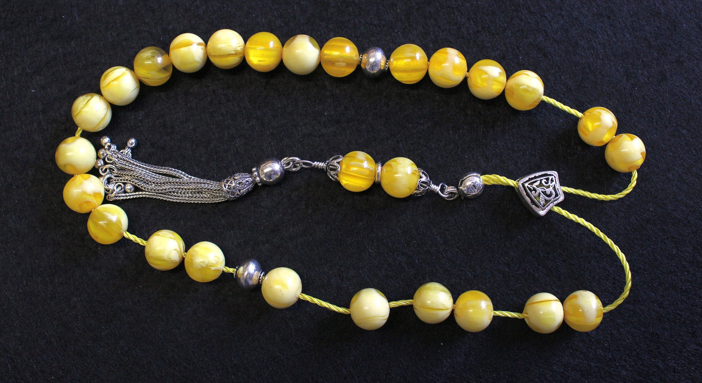 Greek Komboloi Vintage Catalin with Swirling Butterscotch Amber Color RR