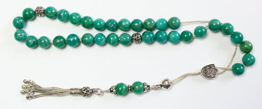 Russian Amazonite & Sterling Silver Greek Komboloi Worry Beads