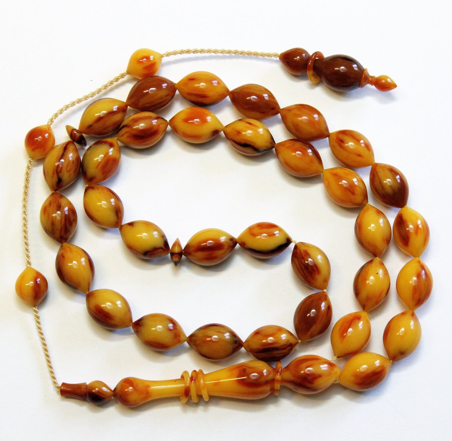 Prayer Beads Tesbih Marbled Vintage Czech Catalin Superior Carving Collector's