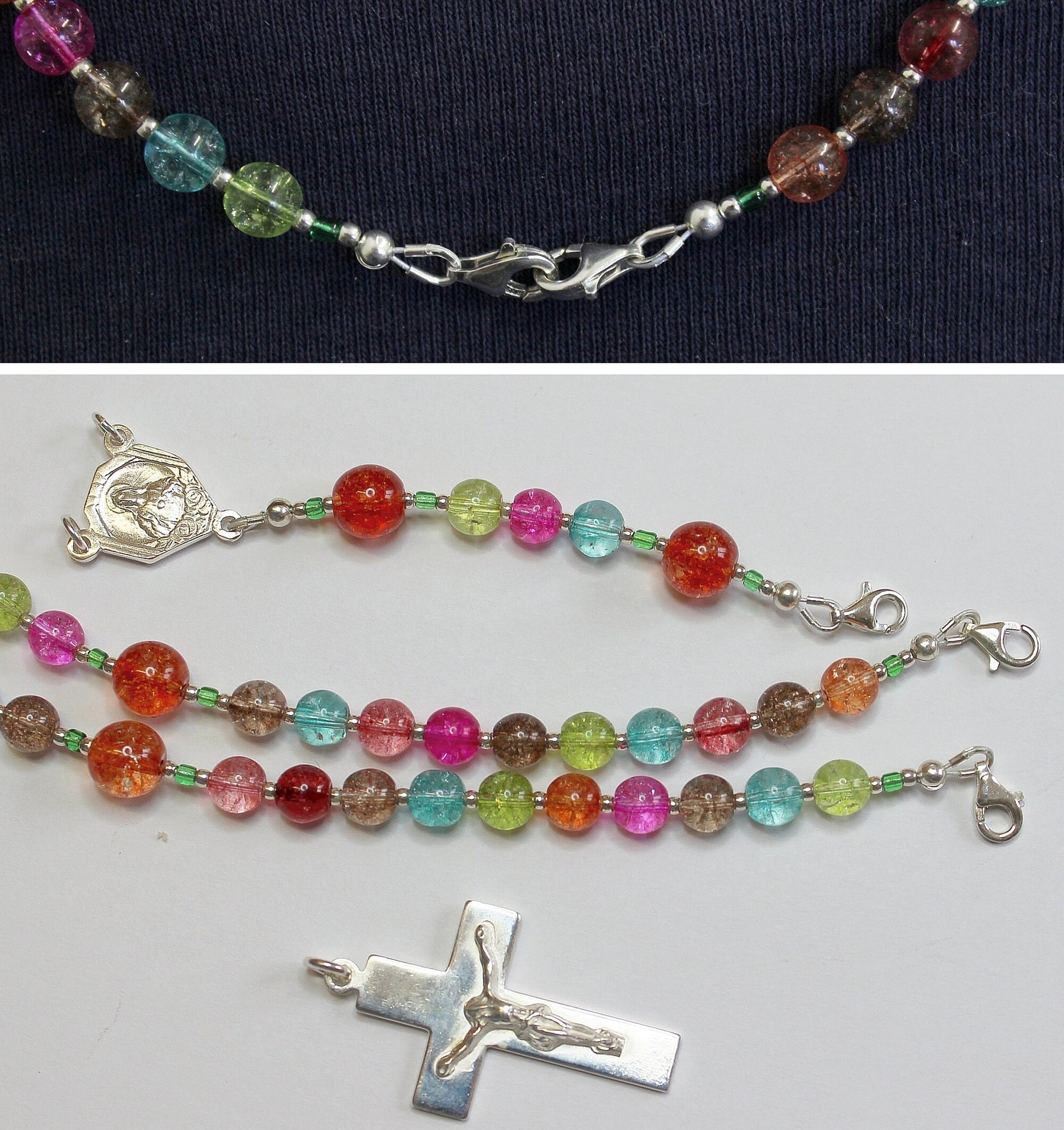 Wearable Catholic Rosary Tourmaline & Sterling Silver - 4 different uses - SPECIAL