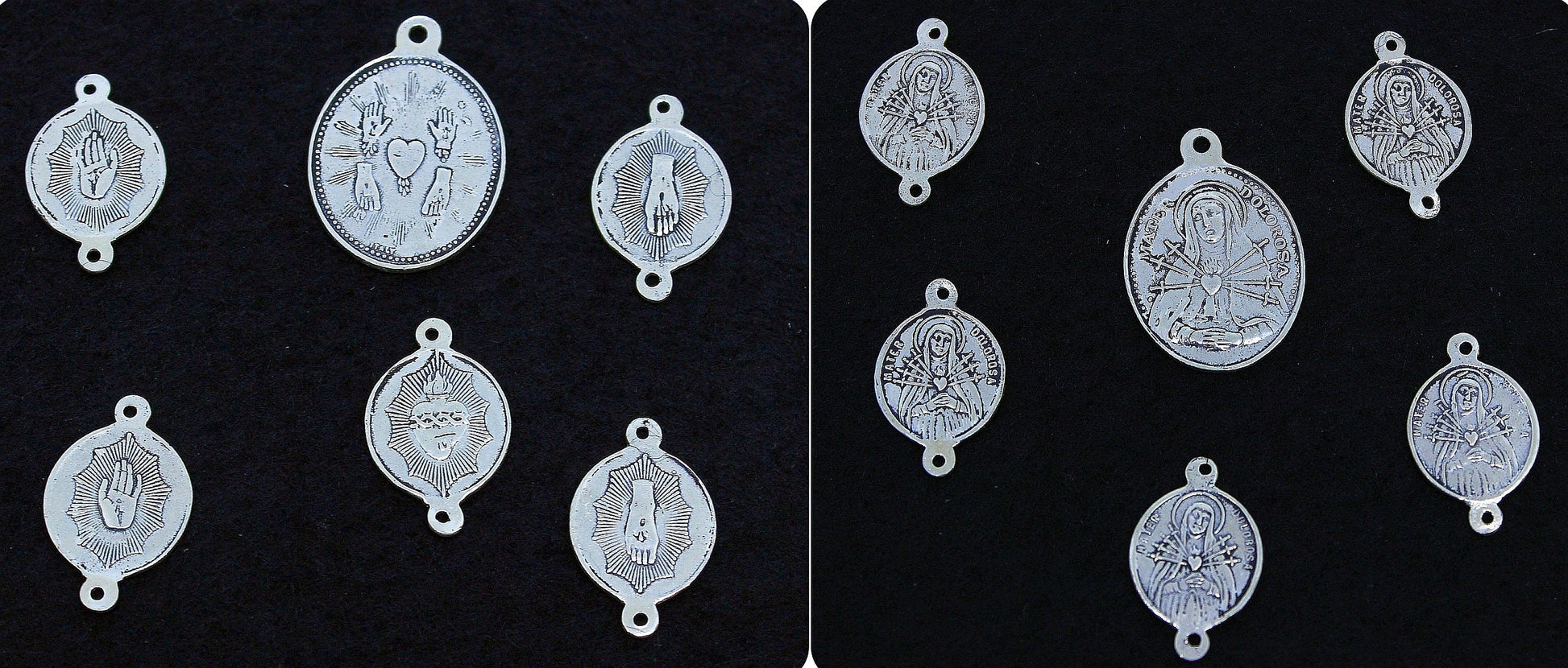Early 20th Cent. V. Rare Chaplet Rosary of the 5 Wounds in Bloodstone & Sterling Silver