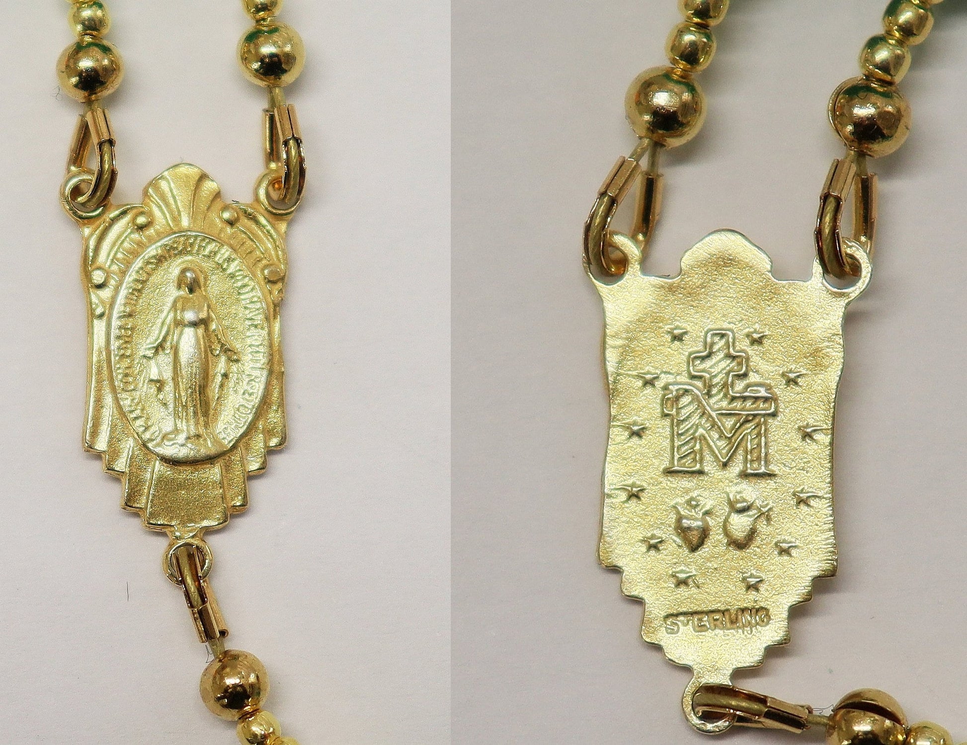 Catholic Rosary Genuine Faceted Emerald & Vermeil w Caravaca Cross