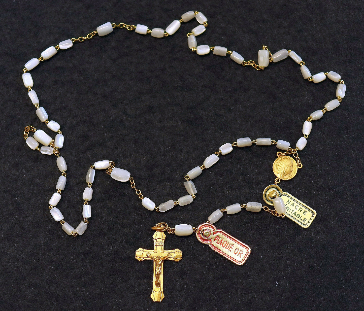 Catholic Vintage Rosary New Old Stock M.O.P. & Gold Plated Exquisite Series No 42