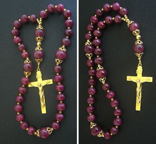 Anglican Episcopal Rosary Genuine Ruby and Gold