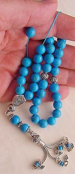 Worry Beads Greek Komboloi Turquoise and  Sterling Silver