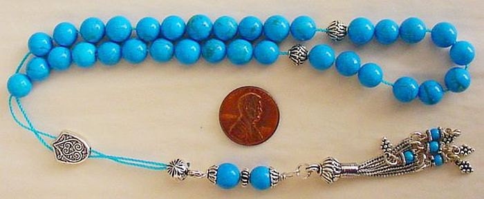 Worry Beads Greek Komboloi Turquoise and Sterling Silver