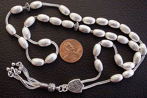 Worry Beads Greek Komboloi Entirely in Heavy Sterling Silver