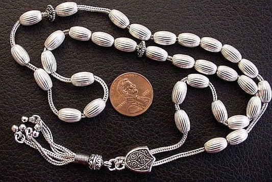 Worry Beads Greek Komboloi Entirely in Heavy Sterling Silver