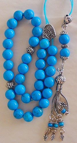Worry Beads Greek Komboloi Turquoise and Sterling Silver