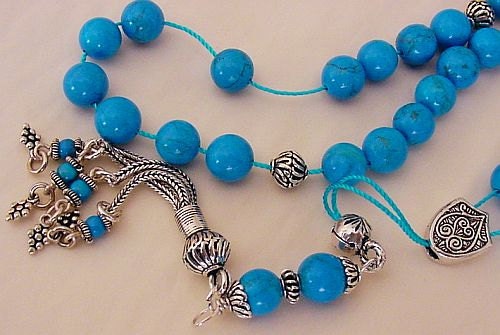 Worry Beads Greek Komboloi Turquoise and Sterling Silver