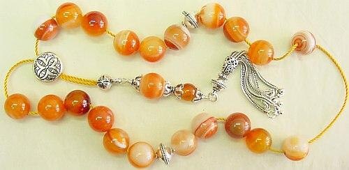 Worry Beads Greek Komboloi Banded Agate and Sterling Silver
