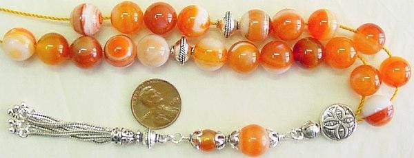 Worry Beads Greek Komboloi Banded Agate and Sterling Silver