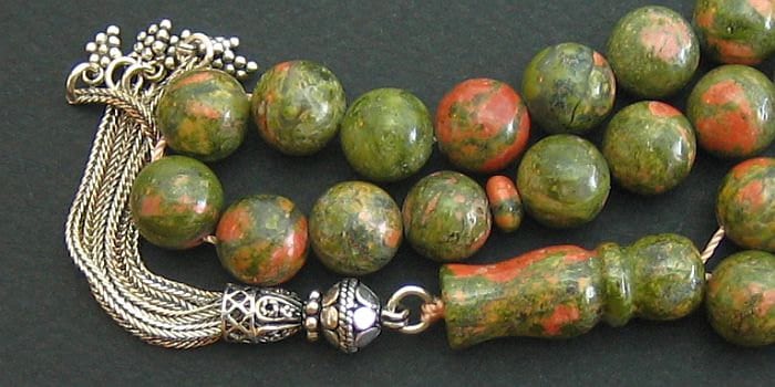 Prayer Worry Beads Tesbih Unakite and Sterling Silver Perfect, Complete