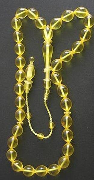 Prayer Worry Beads Tesbih GOLD Turkish Amber Catalin - SUPERIOR CARVING - Rare Color