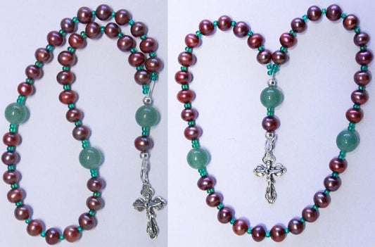 Orthodox Rosary, Beaded Chotki, Komboskini in Pearl, Jade and Sterling Silver