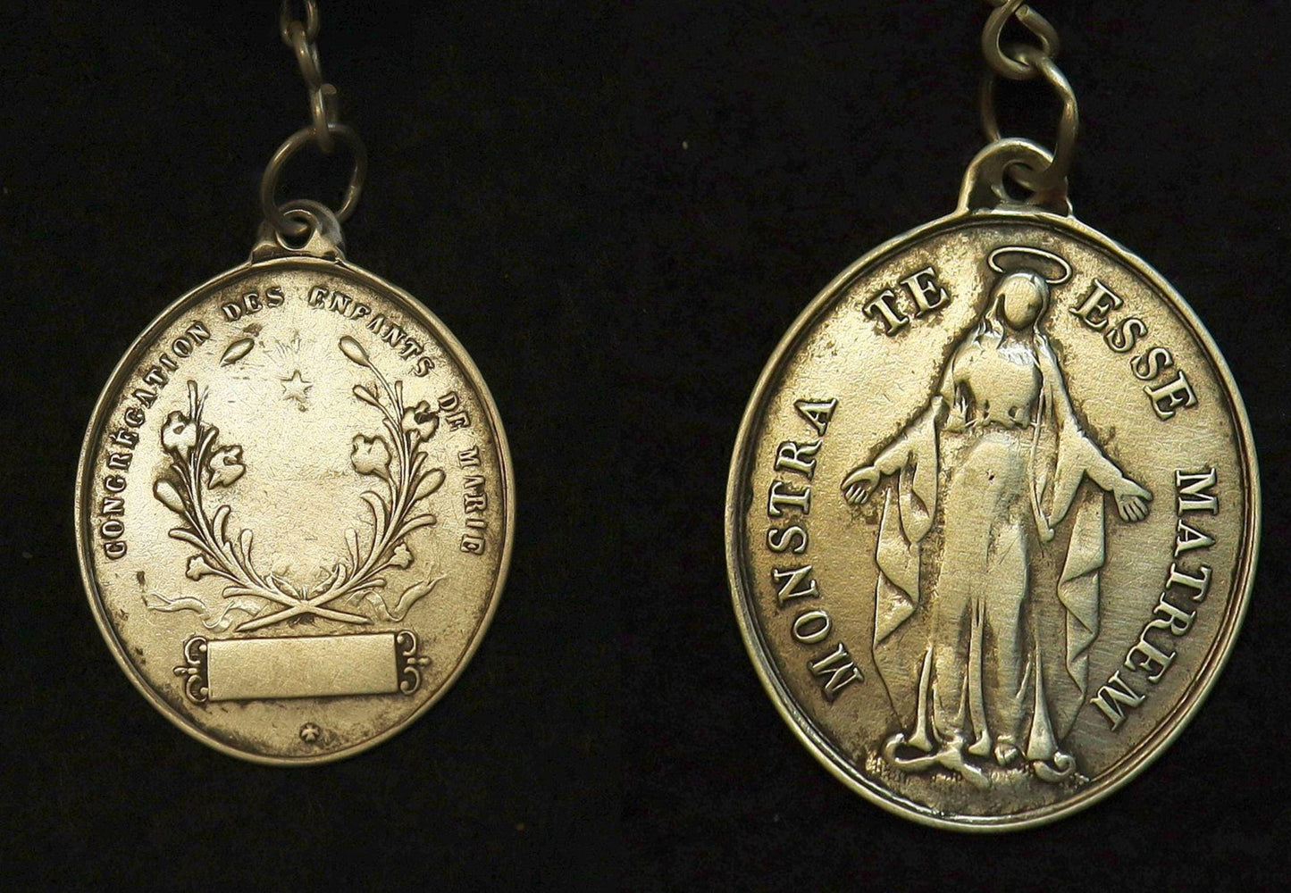 1877 MOP and Sterling V. Large Chaplet w Janus Memento Mori & Medal Children of Mary -- Antique of Extreme Rarity