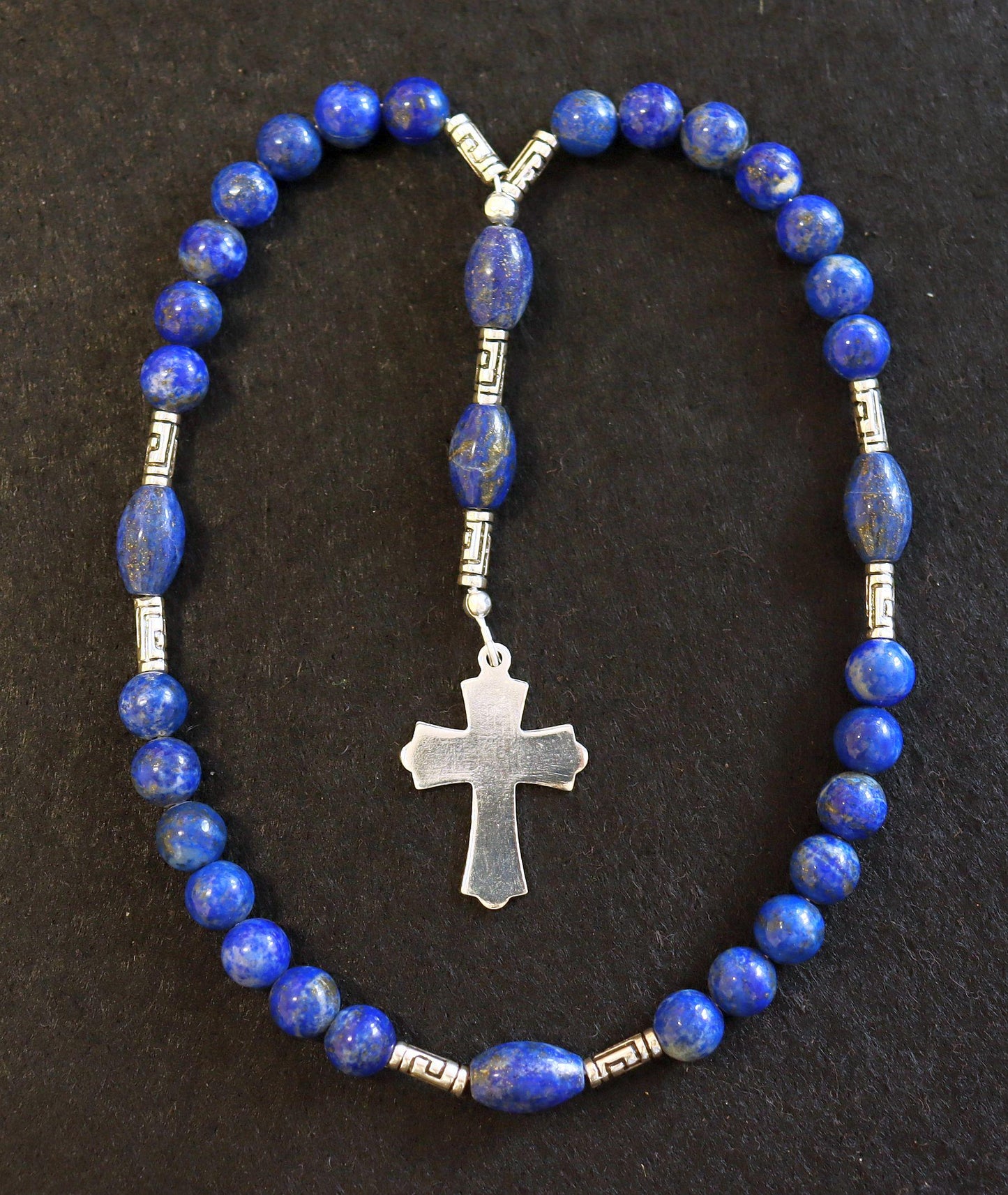 Anglican Episcopal Rosary Prayer Beads Lapis Lazuli and Sterling Silver