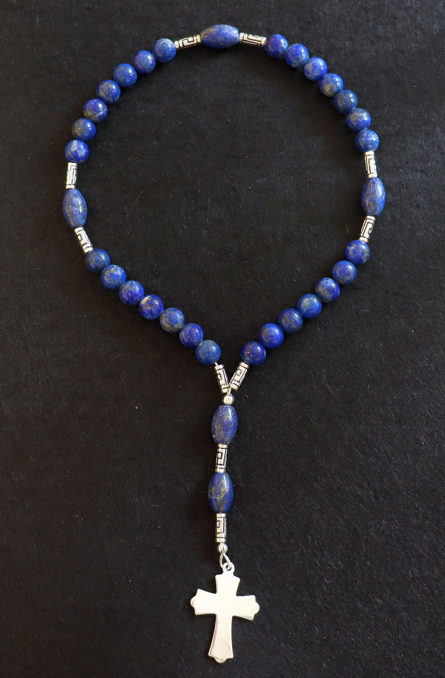 Anglican Episcopal Rosary Prayer Beads Lapis Lazuli and Sterling Silver