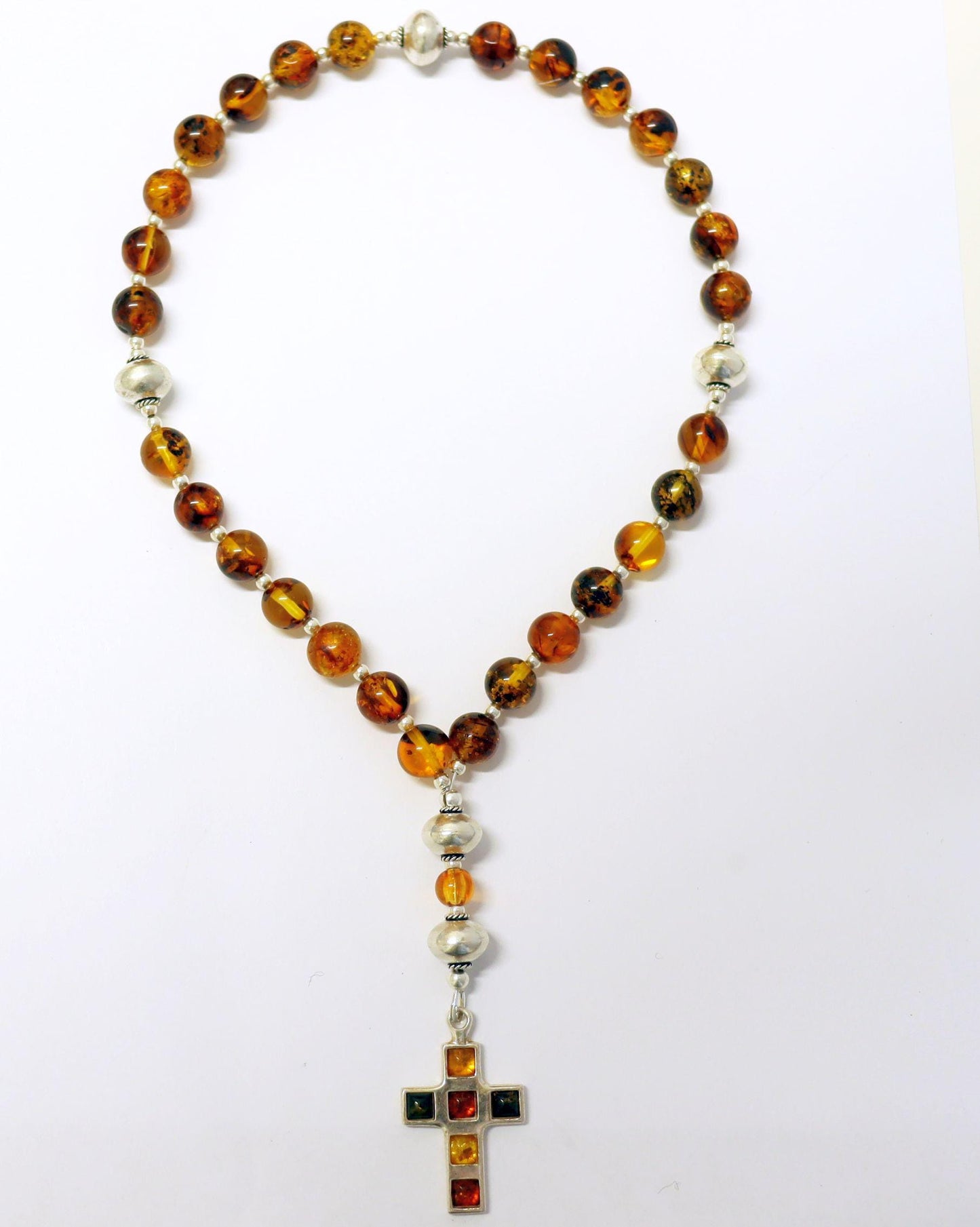 Chapelet épiscopal anglican, perles de prière, ambre de la Baltique véritable et argent sterling
