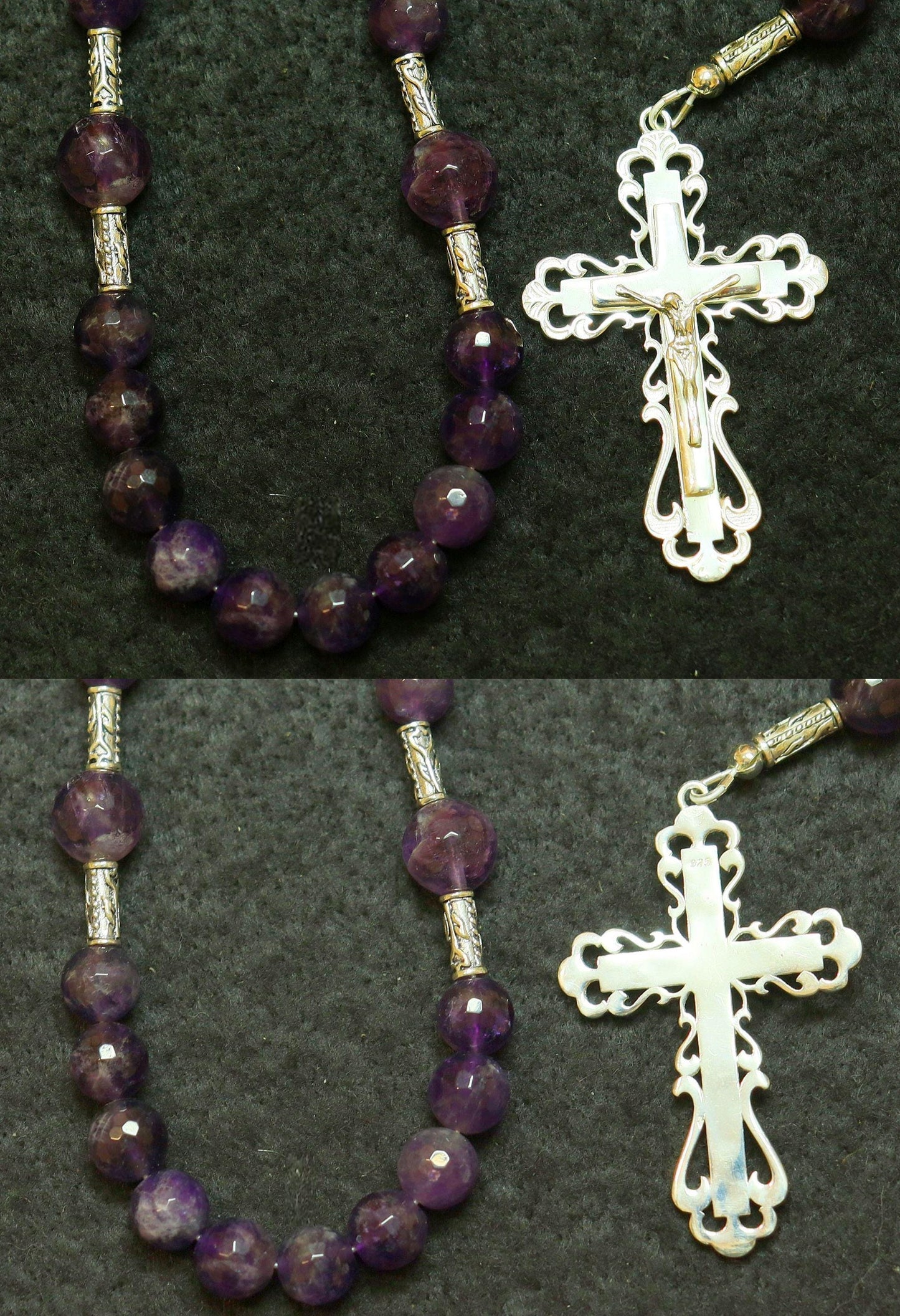 Catholic Rosary Prayer Beads Faceted Amethyst & Sterling Silver