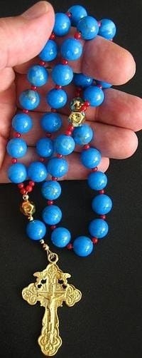 Beaded CHOTKI KOMBOSKINI Turquoise Coral Vermeil - ORTHODOX Rosary